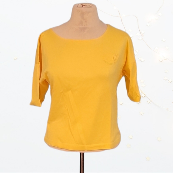 Ungaro Solo Donna Paris Yellow Italian Cotton t-shirt Size 4 - Picture 1 of 6